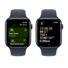 Apple Watch Series SE 2024 GPS 44mm Midnight Aluminium Case with Midnight Sport Band - S/M (MXEJ3)