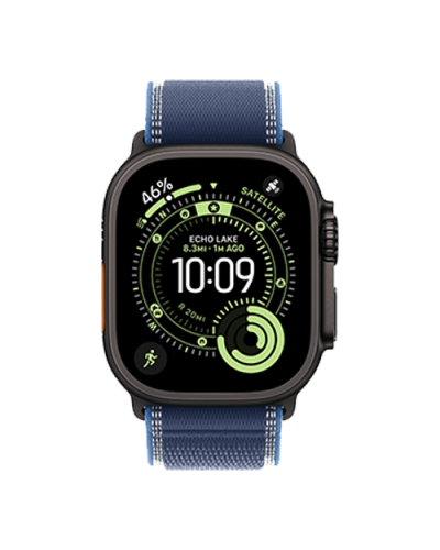 Apple Watch Ultra 3 GPS + Cellular, 49mm Black Titanium Case with Blue/Bright Blue Trail Loop - S/M