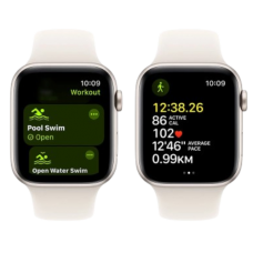 Apple Watch Series SE 2024 GPS 40mm Starlight Aluminium Case with Starlight Sport Band - S/M (MXEF3)