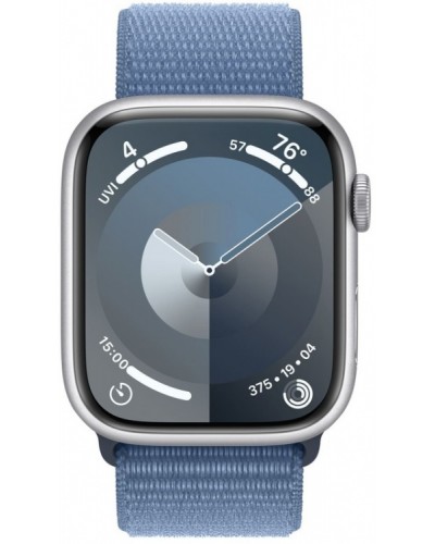 Apple Watch Series 9 GPS 41mm Silver Aluminum Case with Winter Blue Sport Loop (MR923)