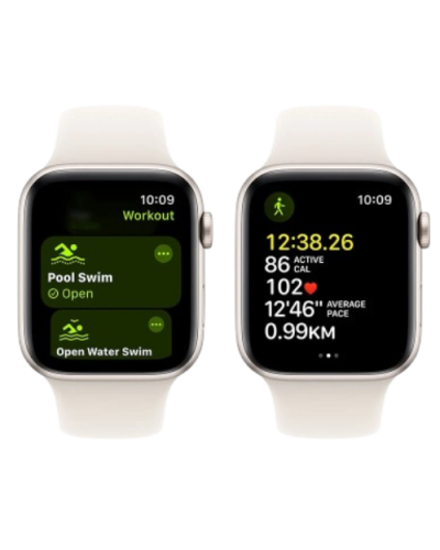 Apple Watch Series SE 2024 GPS 44mm Starlight Aluminium Case with Starlight Sport Band - M/L (MXEV3)