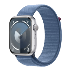 Apple Watch Series 9 GPS 45mm Silver Aluminum Case with Winter Blue Sport Loop (MR9F3)