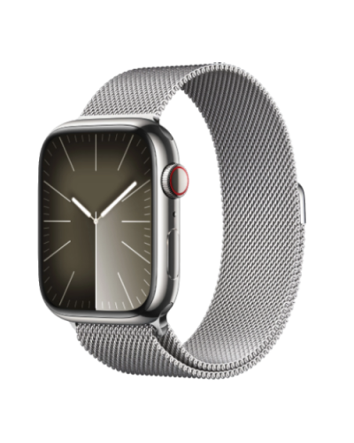 Apple Watch Series 9 GPS + LTE  45mm Silver Stainless Steel Case with Silver Milanese Loop (MRMQ3)