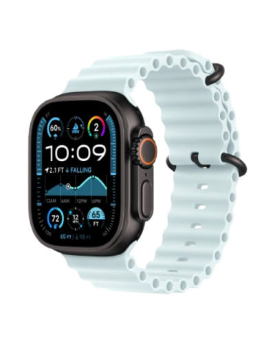 Apple Watch Ultra 2 49mm Black Titanium Case with Ice Blue Ocean Band 2024 (MYP83)