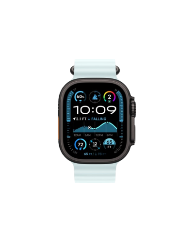 Apple Watch Ultra 2 49mm Black Titanium Case with Ice Blue Ocean Band 2024 (MYP83)
