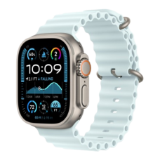 Apple Watch Ultra 2 49mm Natural Titanium Case with Ice Blue Ocean Band 2024 (MYT03/ MXTF3)