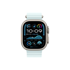 Apple Watch Ultra 2 49mm Natural Titanium Case with Ice Blue Ocean Band 2024 (MYT03/ MXTF3)