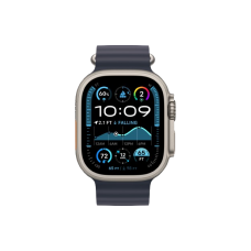 Apple Watch Ultra 2 49mm Natural Titanium Case with Navy Ocean Band 2024 (MX4D3)