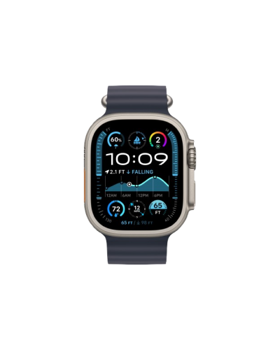 Apple Watch Ultra 2 49mm Natural Titanium Case with Navy Ocean Band 2024 (MX4D3)