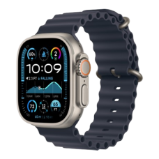 Apple Watch Ultra 2 49mm Natural Titanium Case with Navy Ocean Band 2024 (MX4D3)