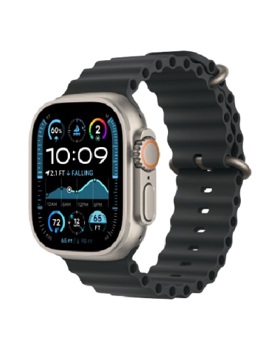 Apple Watch Ultra 2 49mm Natural Titanium Case with Black Ocean Band 2024 (MYT03/ MXTL3)