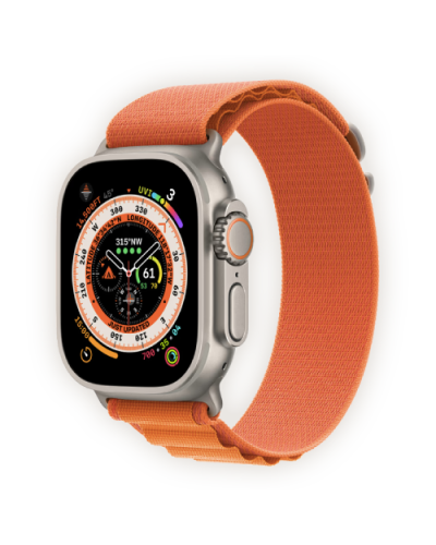 Apple Watch Ultra 49mm Titanium Case with Orange Alpine Loop Medium (MQFL3) бу