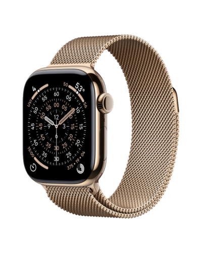 Apple Watch Series 11 42mm Gold Titanium Case with Gold Milanese Loop (MF8Y4)