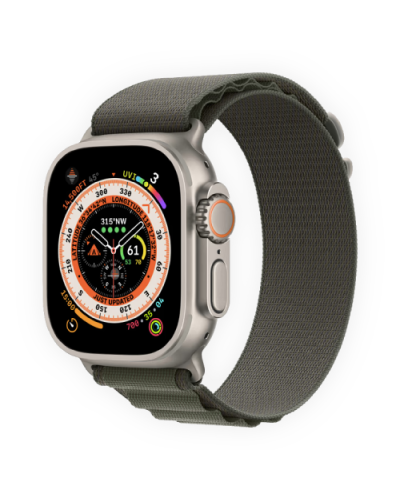 Apple Watch Ultra 49mm Titanium Case with Green Alpine Loop Medium (MQFN3) бу