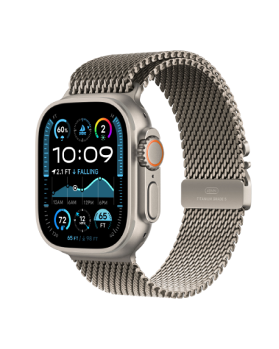Apple Watch Ultra 2 49mm Natural Titanium Case with Natural Titanium Milanese Loop (Medium) 2024 (MX5R3)
