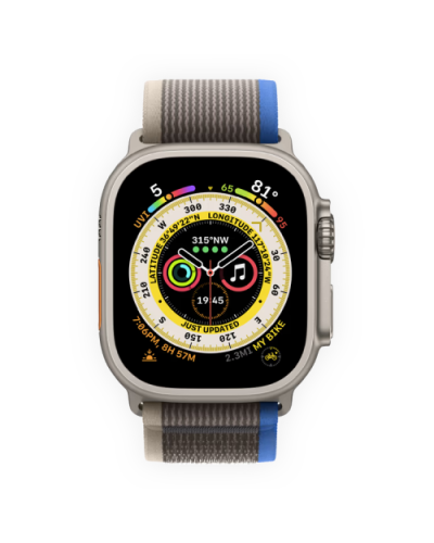 Apple Watch Ultra 49mm Titanium Case with Blue/Gray Trail Loop M/L (MQFV3) бу