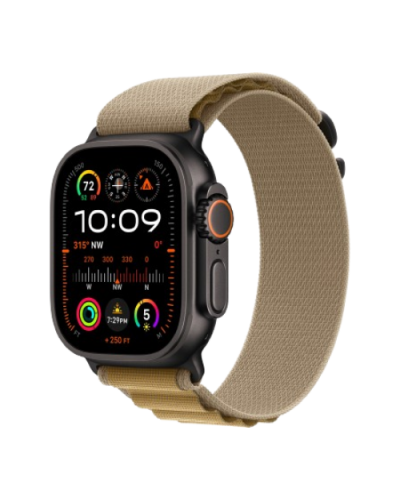 Apple Watch Ultra 2 49mm Black Titanium Case with Tan Alpine Loop (Medium) 2024 (MYTF3/ MYQ13)