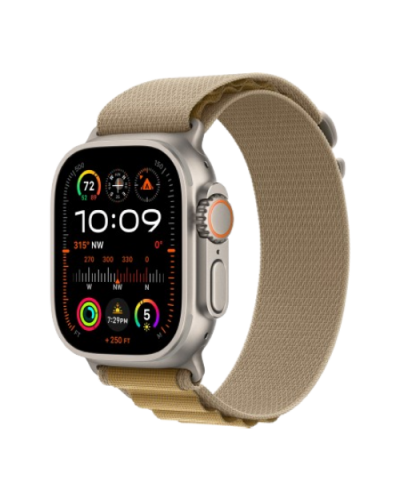 Apple Watch Ultra 2 49mm Natural Titanium Case with Tan Alpine Loop (Small) 2024 (MX4E3)