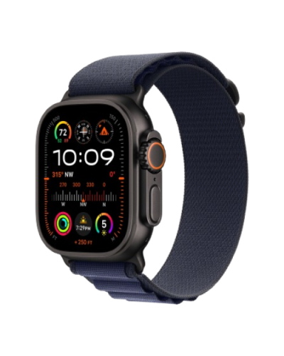 Apple Watch Ultra 2 49mm Black Titanium Case with Navy Alpine Loop (Large) 2024 (MYTF3/ MYPY3)