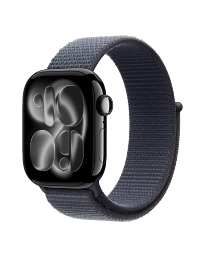 Apple Watch Series 11 GPS, 42mm Jet Black Aluminum Case with Anchor Blue Sport Loop