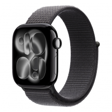 Apple Watch Series 11 GPS, 42mm Jet Black Aluminum Case with Dark Gray Sport Loop