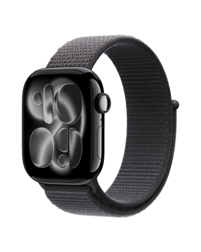 Apple Watch Series 11 GPS, 42mm Jet Black Aluminum Case with Dark Gray Sport Loop