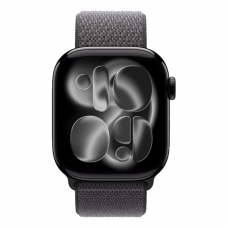 Apple Watch Series 11 GPS, 42mm Jet Black Aluminum Case with Dark Gray Sport Loop