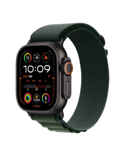 Apple Watch Ultra 2 49mm Black Titanium Case with Dark Green Alpine Loop (Small) 2024 (MX4Q3)
