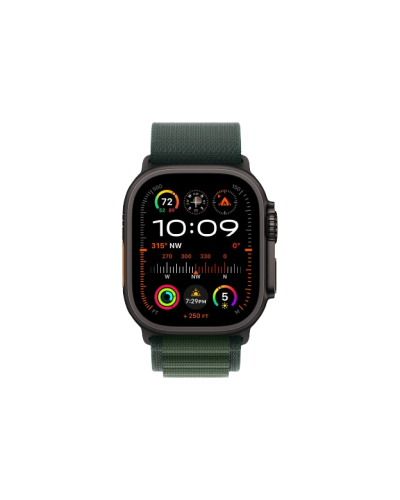 Apple Watch Ultra 2 49mm Black Titanium Case with Dark Green Alpine Loop (Small) 2024 (MX4Q3)