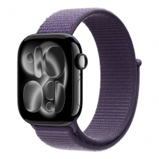 Apple Watch Series 11 GPS, 42mm Jet Black Aluminum Case with Purple Fog Sport Loop
