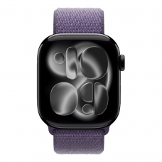 Apple Watch Series 11 GPS, 42mm Jet Black Aluminum Case with Purple Fog Sport Loop
