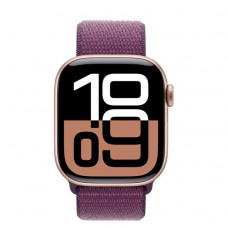Apple Watch Series 10 46mm Rose Gold Aluminum Case with Plum Sport Loop (MWWV3)