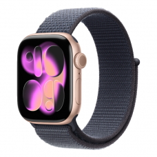 Apple Watch Series 11 GPS, 42mm Rose Gold Aluminum Case with Anchor Blue Sport Loop