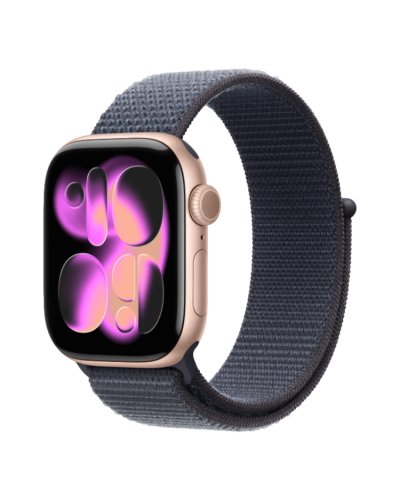 Apple Watch Series 11 GPS, 42mm Rose Gold Aluminum Case with Anchor Blue Sport Loop