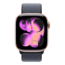 Apple Watch Series 11 GPS, 42mm Rose Gold Aluminum Case with Anchor Blue Sport Loop