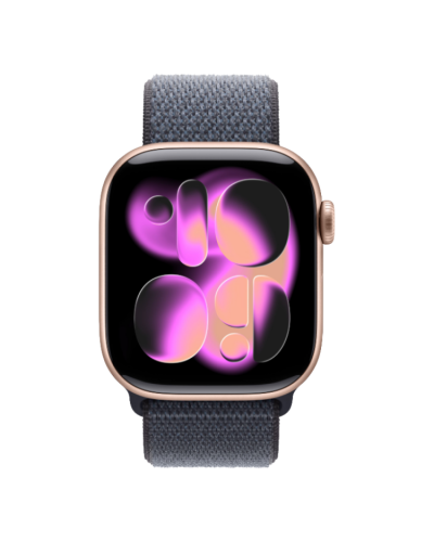 Apple Watch Series 11 GPS, 42mm Rose Gold Aluminum Case with Anchor Blue Sport Loop