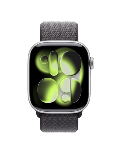 Apple Watch Series 11 GPS, 42mm Silver Aluminum Case with Dark Gray Sport Loop