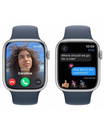 Apple Watch Series 9 41mm GPS Silver Aluminum Case with Storm Blue Sport Band (S/M) MR903