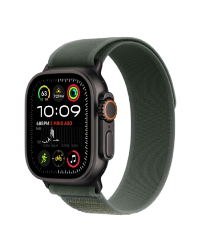 Apple Watch Ultra 2 49mm Black Titanium Case with Green Trail Loop M/L 2024 (MYTJ3/ MYQ43)