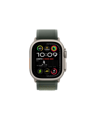 Apple Watch Ultra 2 49mm Natural Titanium Case with Green Trail Loop S/M 2024 (MXTN3)