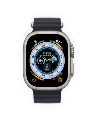 Apple Watch Ultra 49mm Titanium Case with Midnight Ocean Band (MQFK3) бу