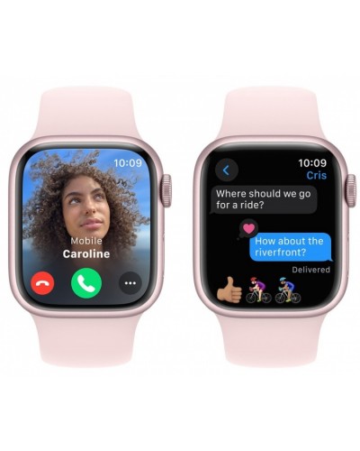 Apple Watch Series 9 41mm GPS Pink Aluminum Case with Light Pink Sport Band (S/M) MR933