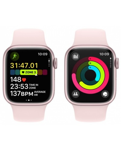Apple Watch Series 9 41mm GPS Pink Aluminum Case with Light Pink Sport Band (S/M) MR933