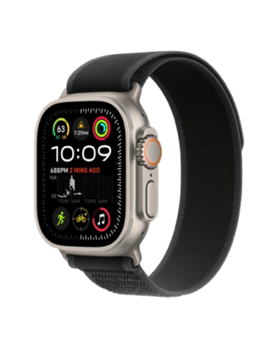 Apple Watch Ultra 2 49mm Natural Titanium Case with Black Trail Loop S/M 2024 (MXTQ3)