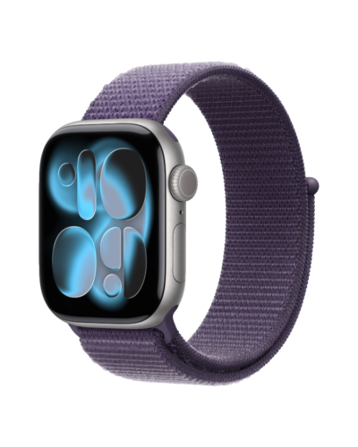 Apple Watch Series 11 GPS, 42mm Space Gray Aluminum Case with Purple Fog Sport Loop