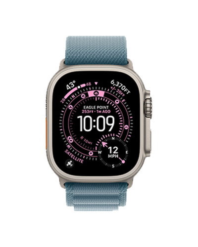 Apple Watch Ultra 3 GPS + Cellular, 49mm Natural Titanium Case with Light Blue Alpine Loop - Small (MEWK4)