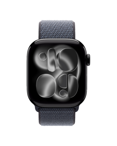 Apple Watch Series 11 GPS, 46mm Jet Black Aluminum Case with Anchor Blue Sport Loop