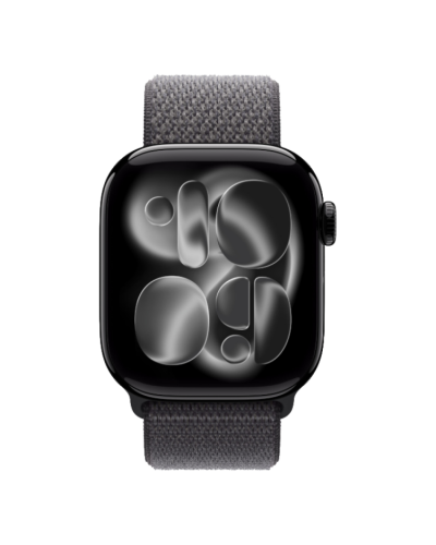 Apple Watch Series 11 GPS, 46mm Jet Black Aluminum Case with Dark Gray Sport Loop