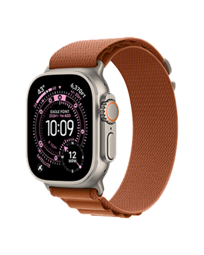 Apple Watch Ultra 3 GPS + Cellular, 49mm Natural Titanium Case with Terra Cotta Alpine Loop - Small