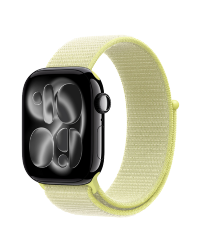 Apple Watch Series 11 GPS, 46mm Jet Black Aluminum Case with Neon Yellow Sport Loop